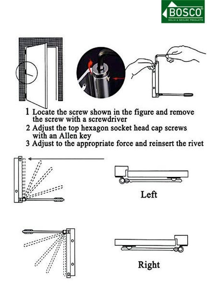 BOSCO Stainless Steel Spring Door Closers for Light Weight Door, Residential/Commercial Purpose with Fitting Set (Color Silver) (Spring Door Closer_1 Pc) - Image 5
